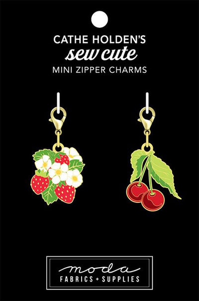 Mini Strawberry and Cherry Zipper Pulls 2ct Cathe Holden's Sew Cute