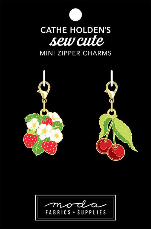 Mini Strawberry and Cherry Zipper Pulls 2ct Cathe Holden&