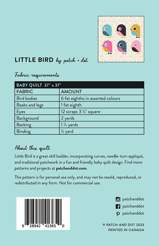 Little Bird Baby Quilt Pattern by Patch and Dot