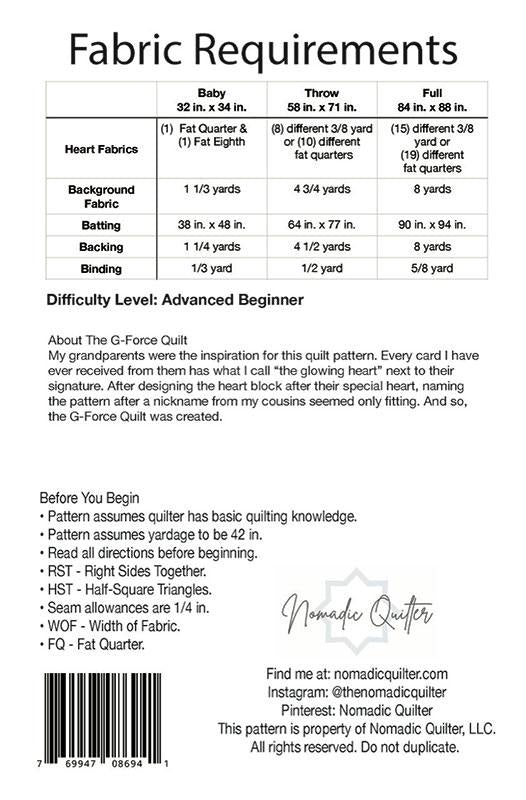 The G-Force Quilt Pattern By Nomadic Quilter
