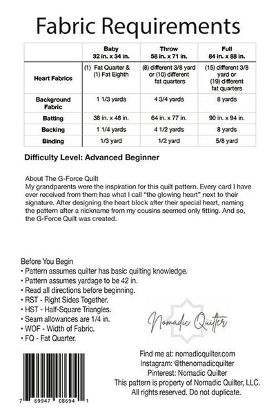 The G-Force Quilt Pattern By Nomadic Quilter