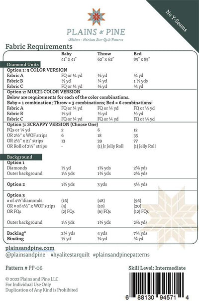 Hyalite Star Quilt Pattern from Plains & Pine