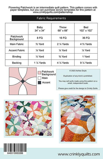 Flowering Patchwork Quilt Pattern from Crinkly Quilts