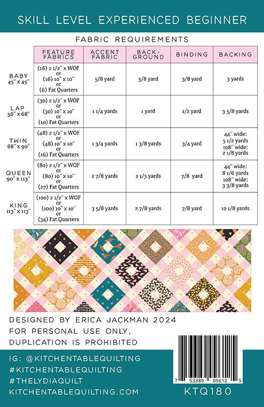 The Lydia Quilt Pattern by Kitchen Table Quilts