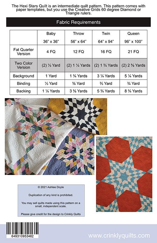 Hexi Stars Quilt from Crinkly Quilts