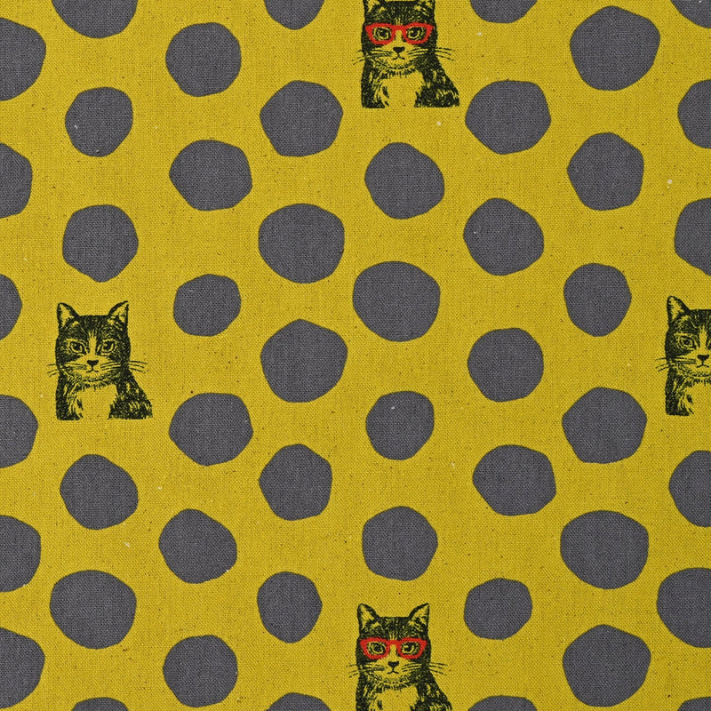 CITRON Cat Dots Cotton Linen Canvas, Echino from KOKKA