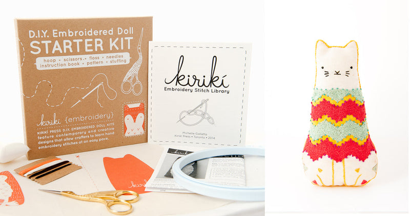 FIESTA CAT D.I.Y. Embroidered Doll Kit from Kiriki Press