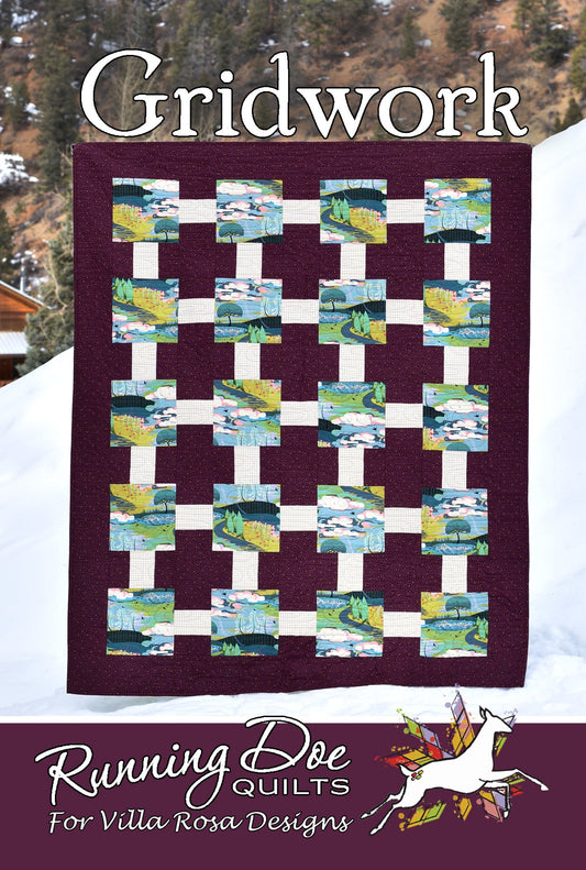 Gridwork Quilt Pattern by Running Doe Quilts for Villa Rosa Designs