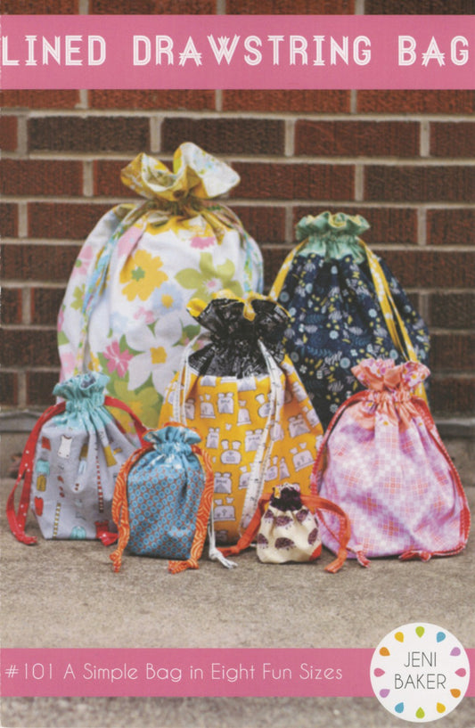 Lined Drawstring Bag Pattern by Jen Maker