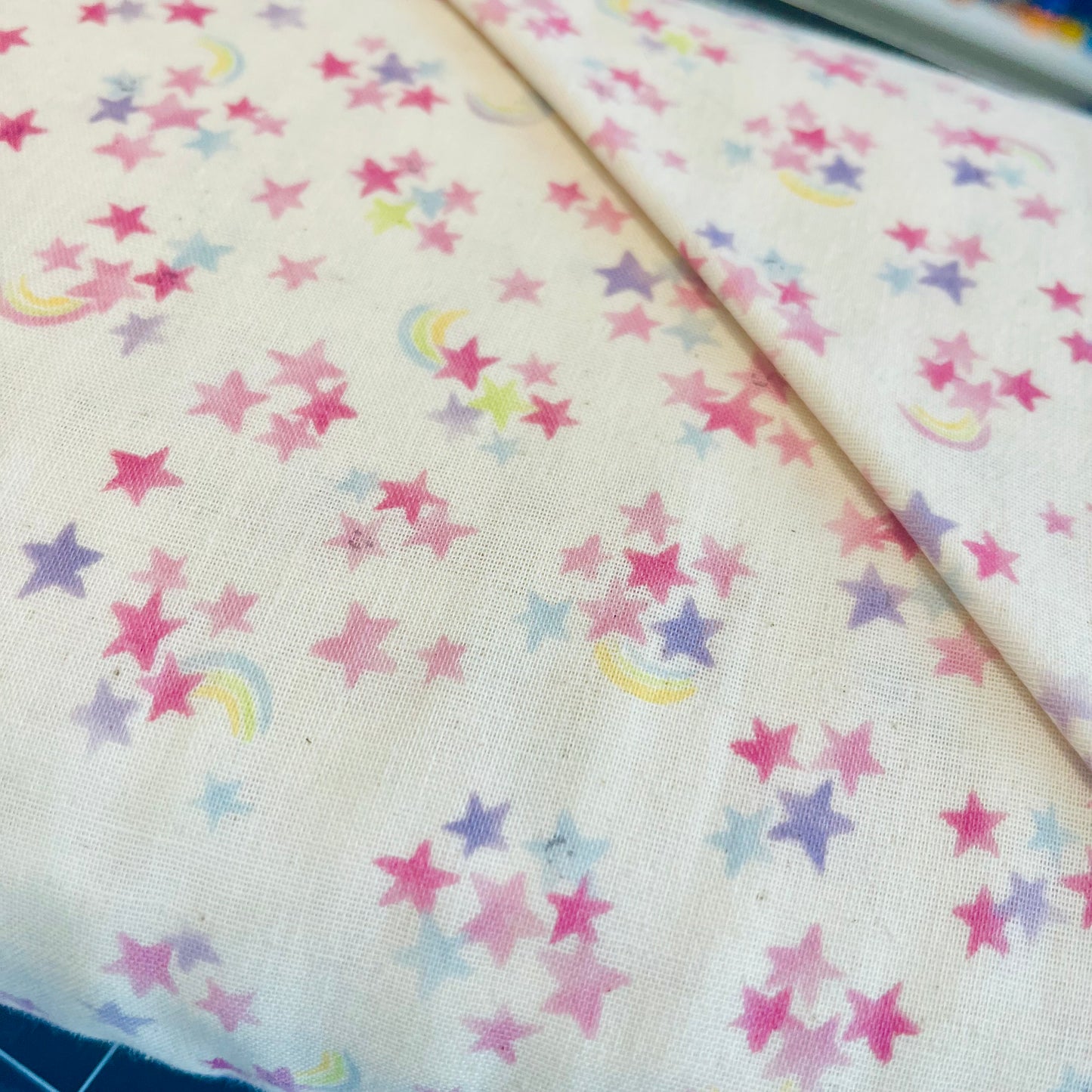 Pink and Purple Stars on Cream - Double Gauze from Kokka