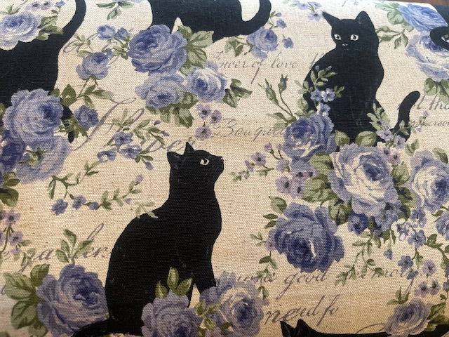 VIOLET Cats Cotton Linen Canvas from KOKKA