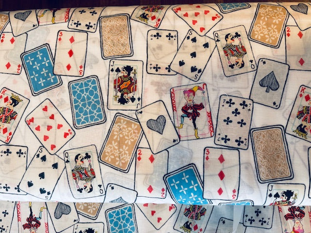 WHITE Deck of Cards Printed Cotton Lawn from KOKKA