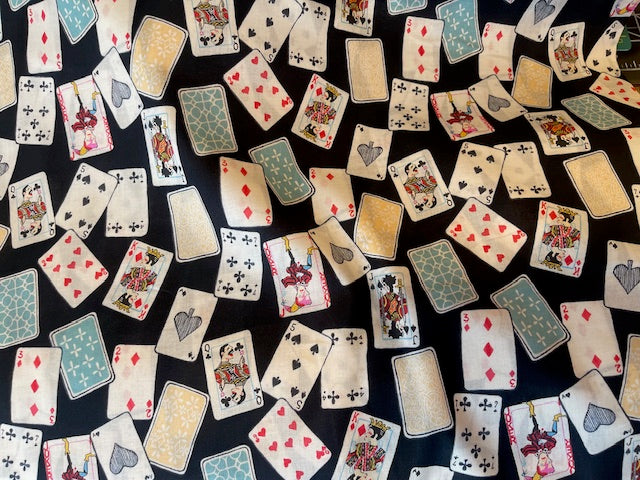 BLACK Deck of Cards Printed Cotton Lawn from KOKKA