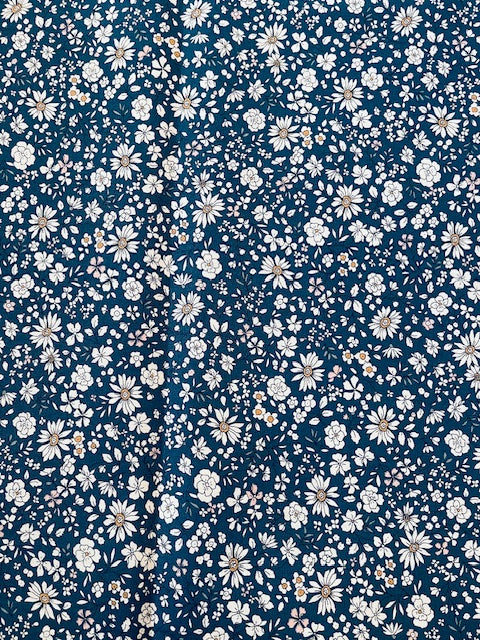 DARK BLUE floral cotton poplin from Kokka