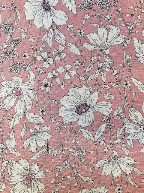 SOFT PINK Flowers Cotton Linen Canvas from KOKKA