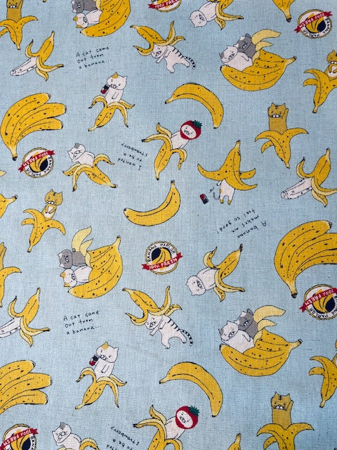 BANANA CATS  Cotton Linen Canvas from KOKKA