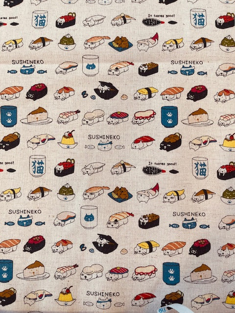 SUSHI CATS Cotton Linen Canvas from KOKKA