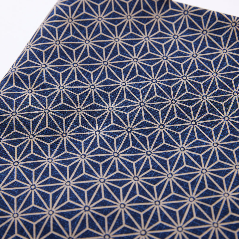 INDIGO Cotton Sheeting Asanoha Hemp Flowers from KOKKA