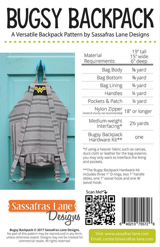 Bugsy Backpack Pattern from Sassafras Lane Designs