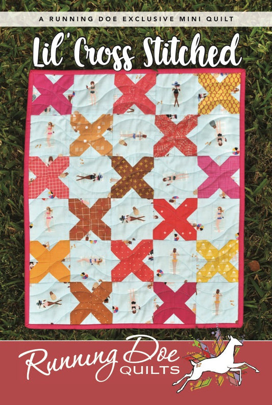 Lil Cross Stitched Mini Quilt Pattern by Running Doe Quilts