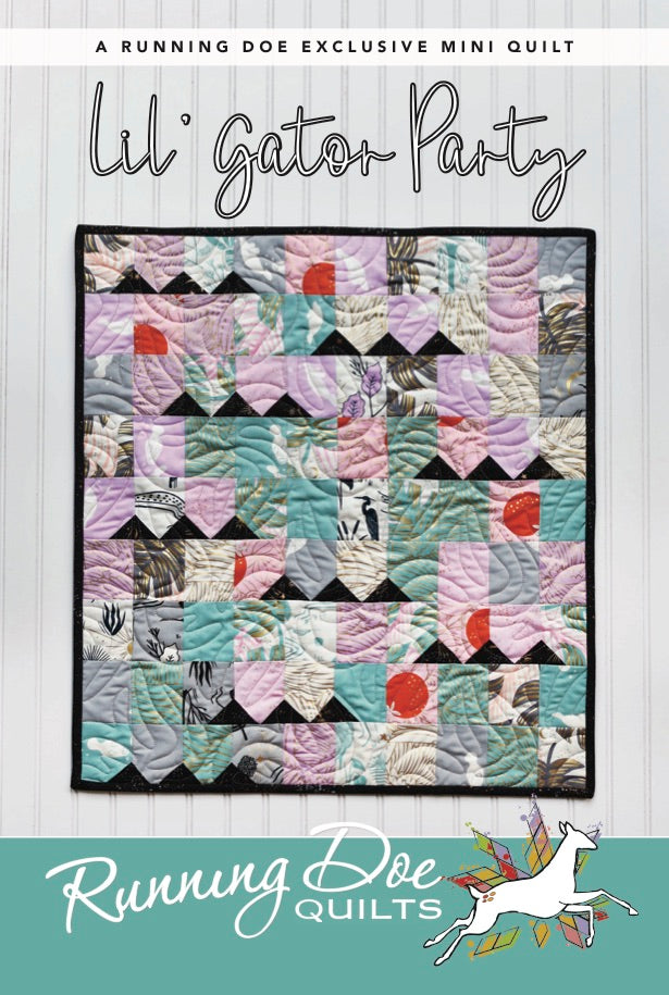 Lil Gator Party Mini Quilt Pattern by Running Doe Quilts