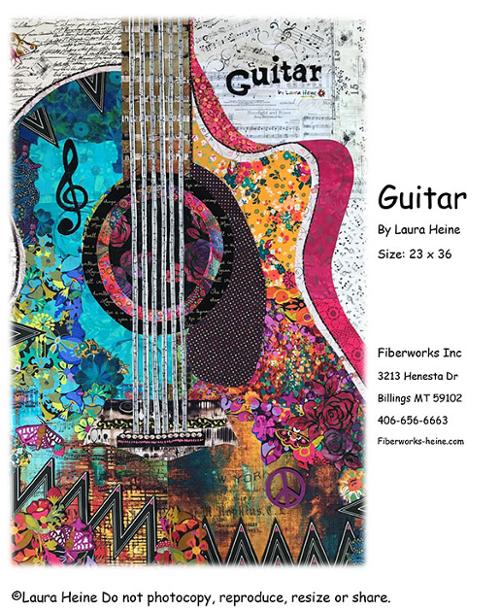 Guitar Collage Quilt Pattern by Laura Heine Fiberworks