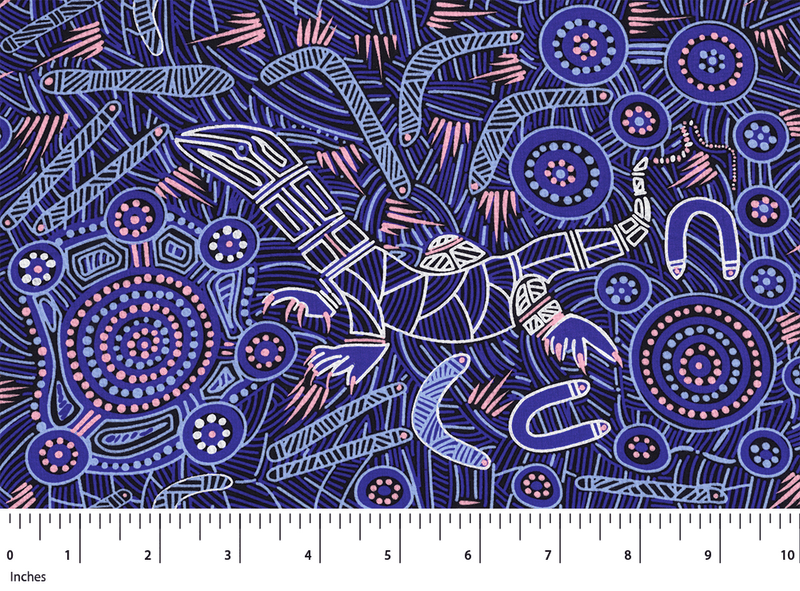 PURPLE Rayon, Man & Goanna 2 by Gary Ried, M&S Textiles Australia