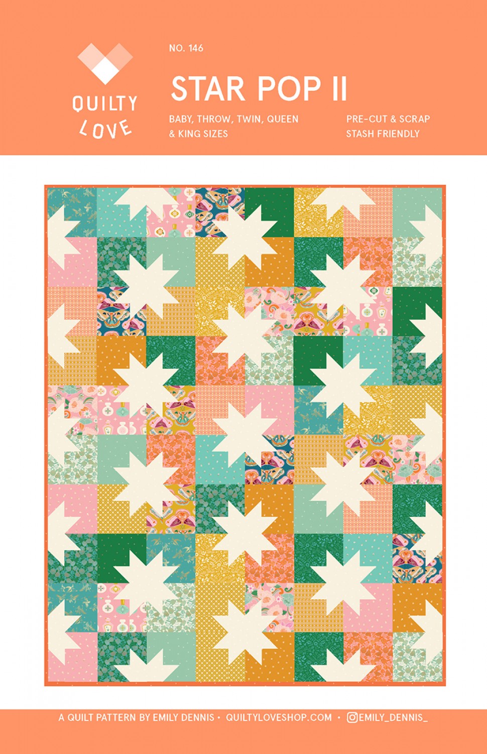 Star Pop II Quilt Pattern by Emily Dennis of Quilty Love