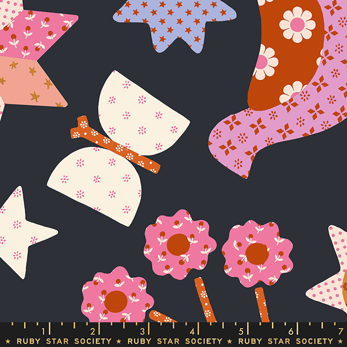 SOFT BLACK Appliqué Menagerie from Meadow Star by Alexia Marcelle Abegg for Ruby Star Society