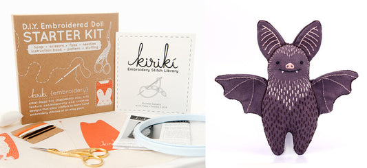 BAT D.I.Y. Embroidered Doll Kit from Kiriki Press