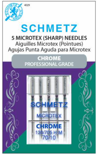 Chrome Microtex Schmetz needle 5 ct, size 70/10