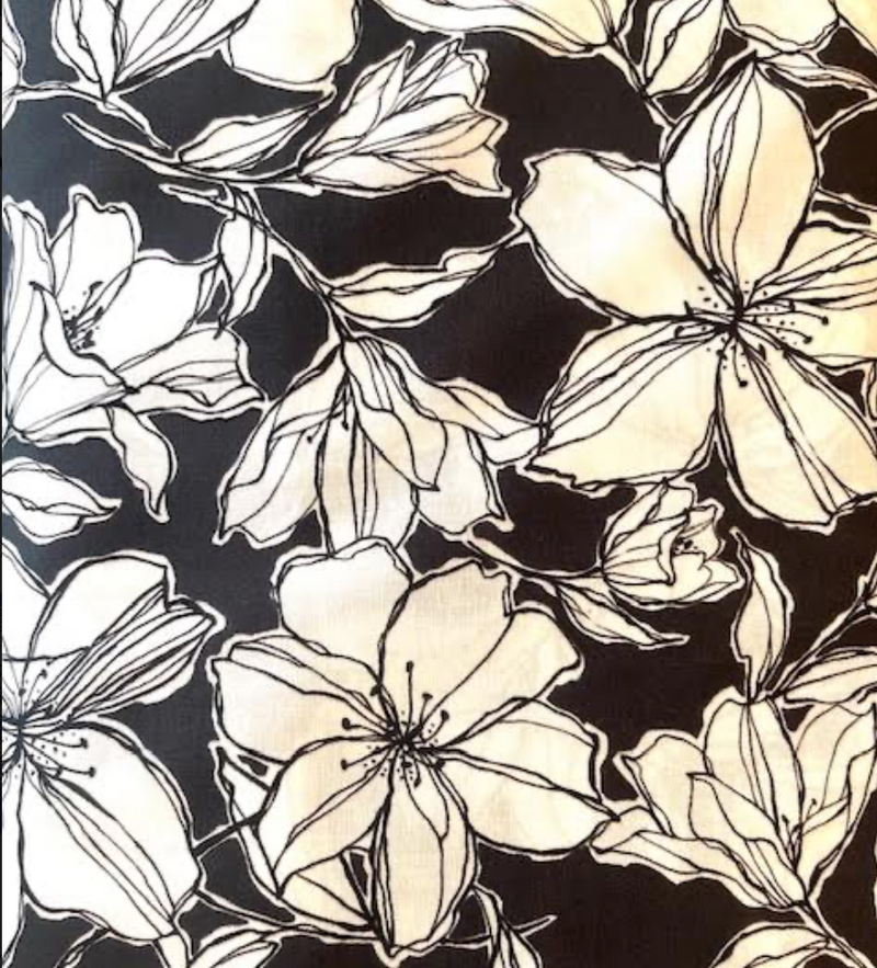 BLACK AND WHITE floral cotton lawn from KOKKA