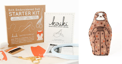 SLOTH D.I.Y. Embroidered Doll Kit from Kiriki Press