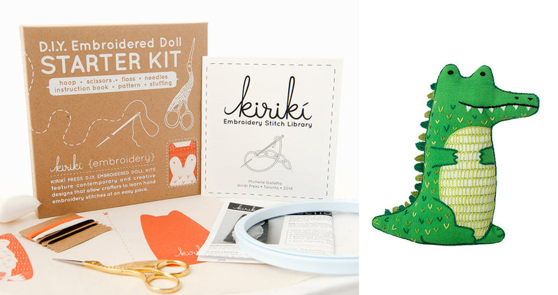 ALLIGATOR D.I.Y. Embroidered Doll Kit from Kiriki Press