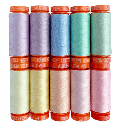 Tula Pink Unicorn Poop Thread Collection by Aurifil- 10 Small Spools 50wt Thread