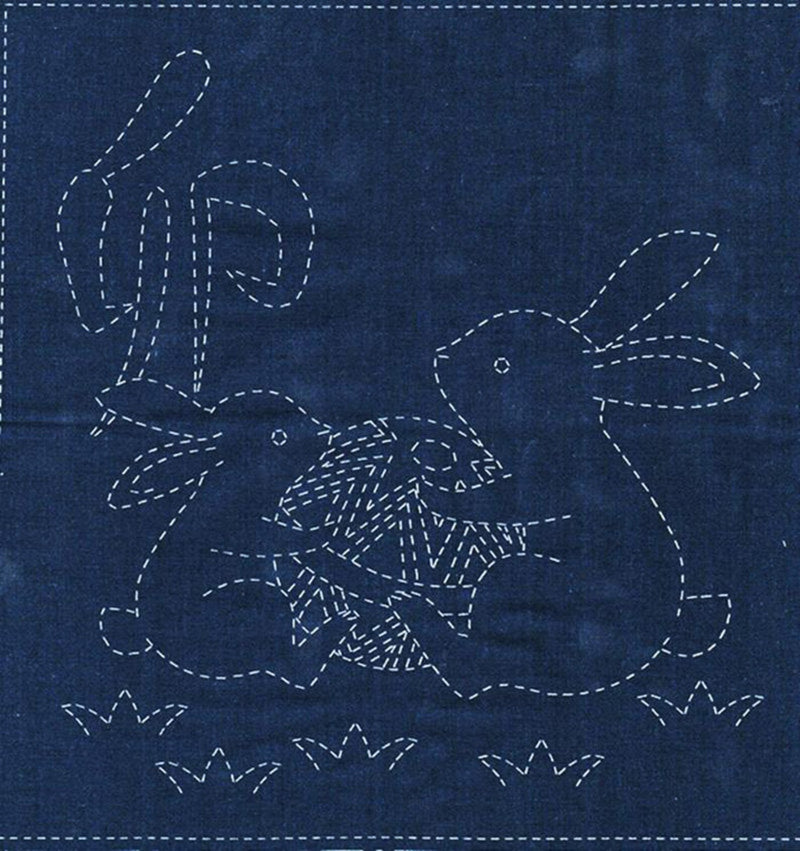 Sashiko Cloth Rabbits in Navy