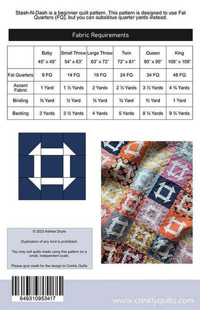 Stash N Dash Quilt Pattern from Crinkly Quilts