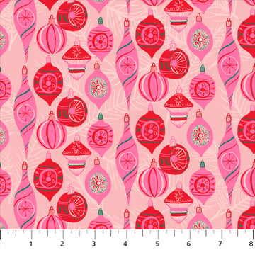 PINK Ornaments Merry Kitschmas by Louise Pretzel for Figo Fabrics