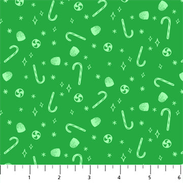 GREEN Candies Merry Kitschmas by Louise Pretzel for Figo Fabrics