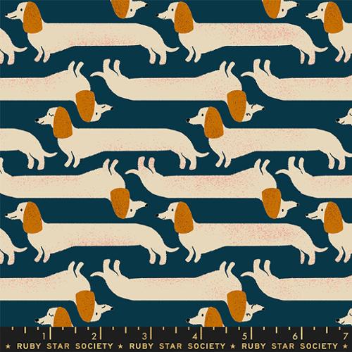 TEAL NAVY Long Dog from Dog Park by Sarah Watts, Ruby Star Society