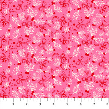 PINK Holly Merry Kitschmas by Louise Pretzel for Figo Fabrics