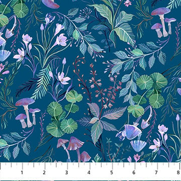 TEAL Leaves from Full Moon by Clara McAllister for Figo Fabrics