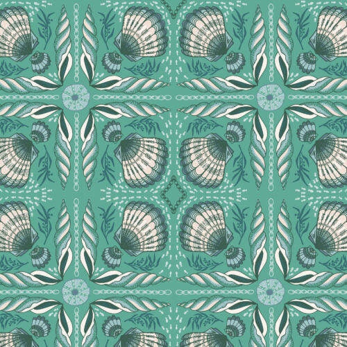 GREEN Shell Tile from Seashell Serenade by Jayme Murray for Cloud9 Organic Cotton