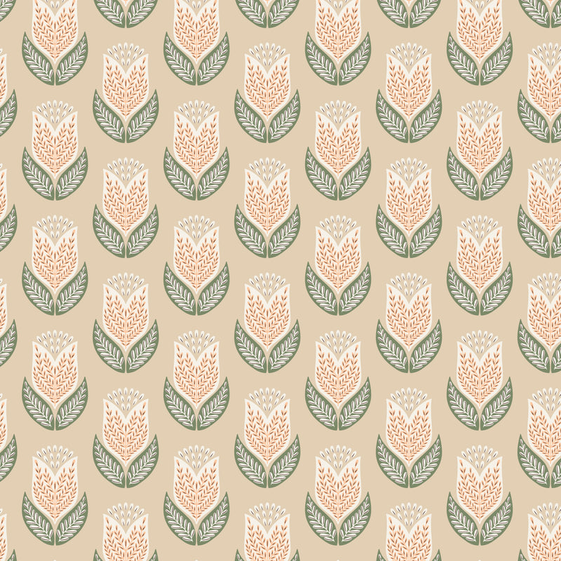 TAN Tulips, Honey Garden by Juliana Tipton, Cloud9 Organic Cotton