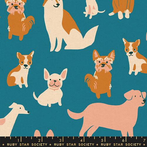 CHAMBRAY CANVAS Dog Medley from Dog Park by Sarah Watts, Ruby Star Society