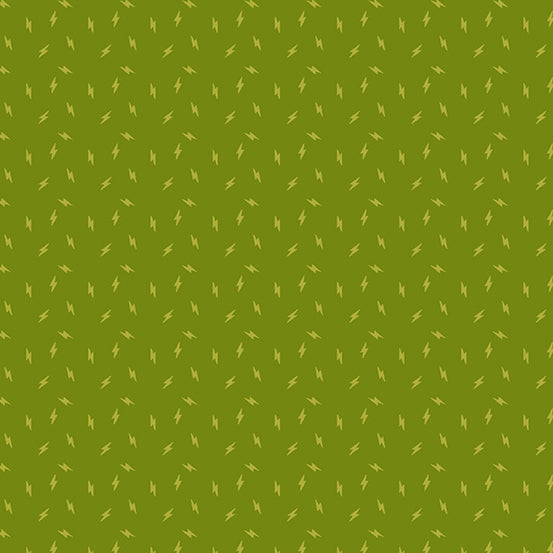 OLIVE, Lightning Bolt, Atomic by Libs Elliott for Andover Fabrics