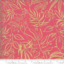 FUCHSIA Metallic Leaf it to Me, Moody Bloom by Create Joy Project, Moda