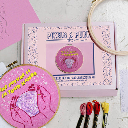 The Future is in Your Hands Embroidery Kit from Pixels & Purls