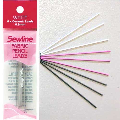 Sewline 9 Refill Ceramic .9mm Leads for Mechanical Chalk Pencil White/Black/Pink