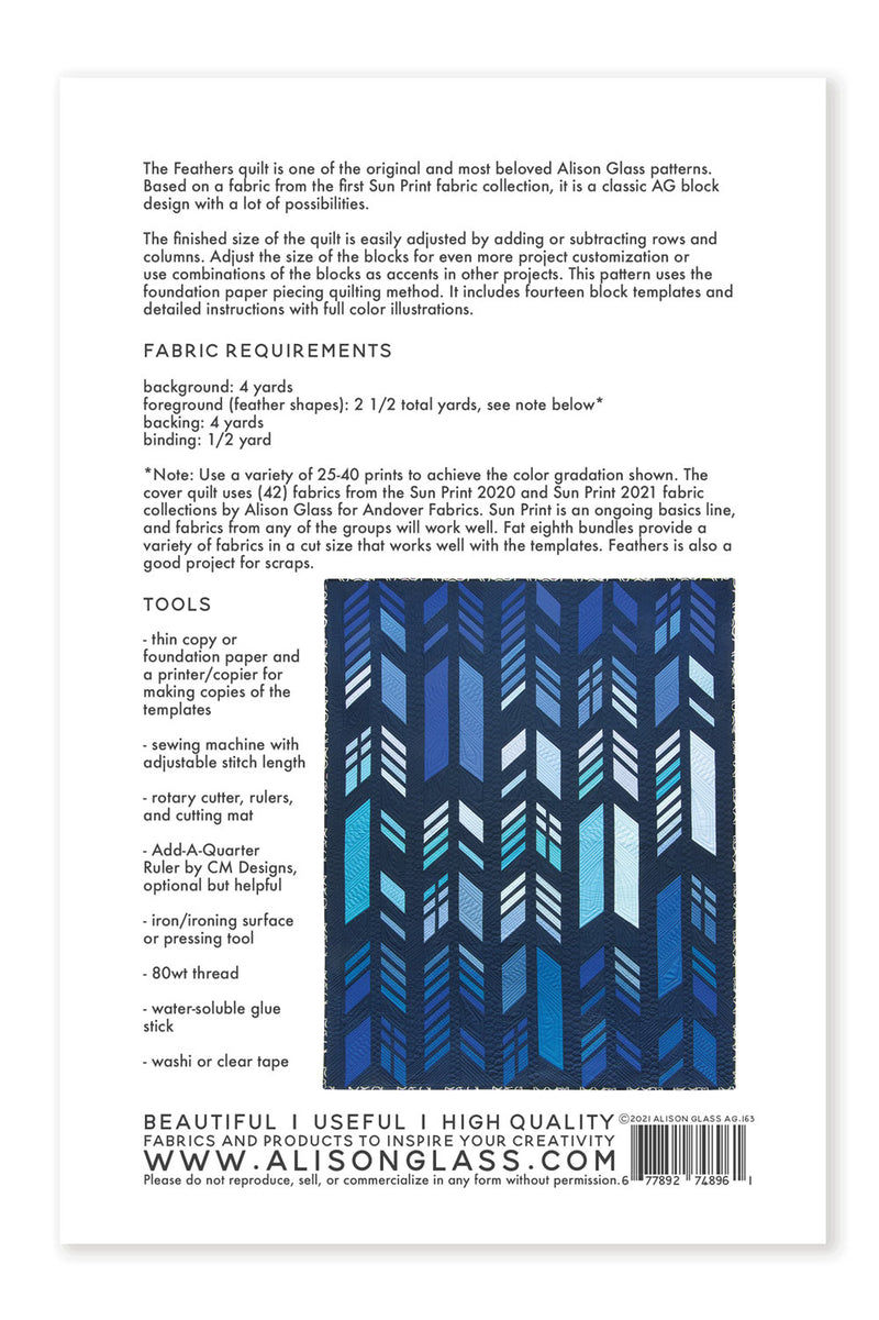 Feathers 2021 Quilt Pattern Book from Alison Glass, Nydia Kenhle - Paper Pattern